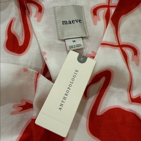 Anthropologie Dress Mini Linen Blend Sleeveless Flamingo by Maeve SZ MED NWT - Picture 4 of 4